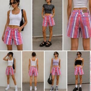 Vintage Unionbay Striped Denim Shorts Women’s Size 9 Pink Purple Y2K Mom Shorts